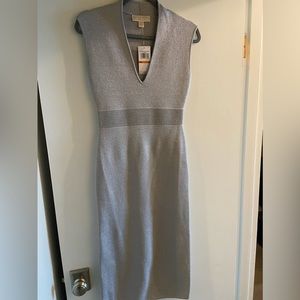 Micheal Kors silver sparkling midi dress size small.